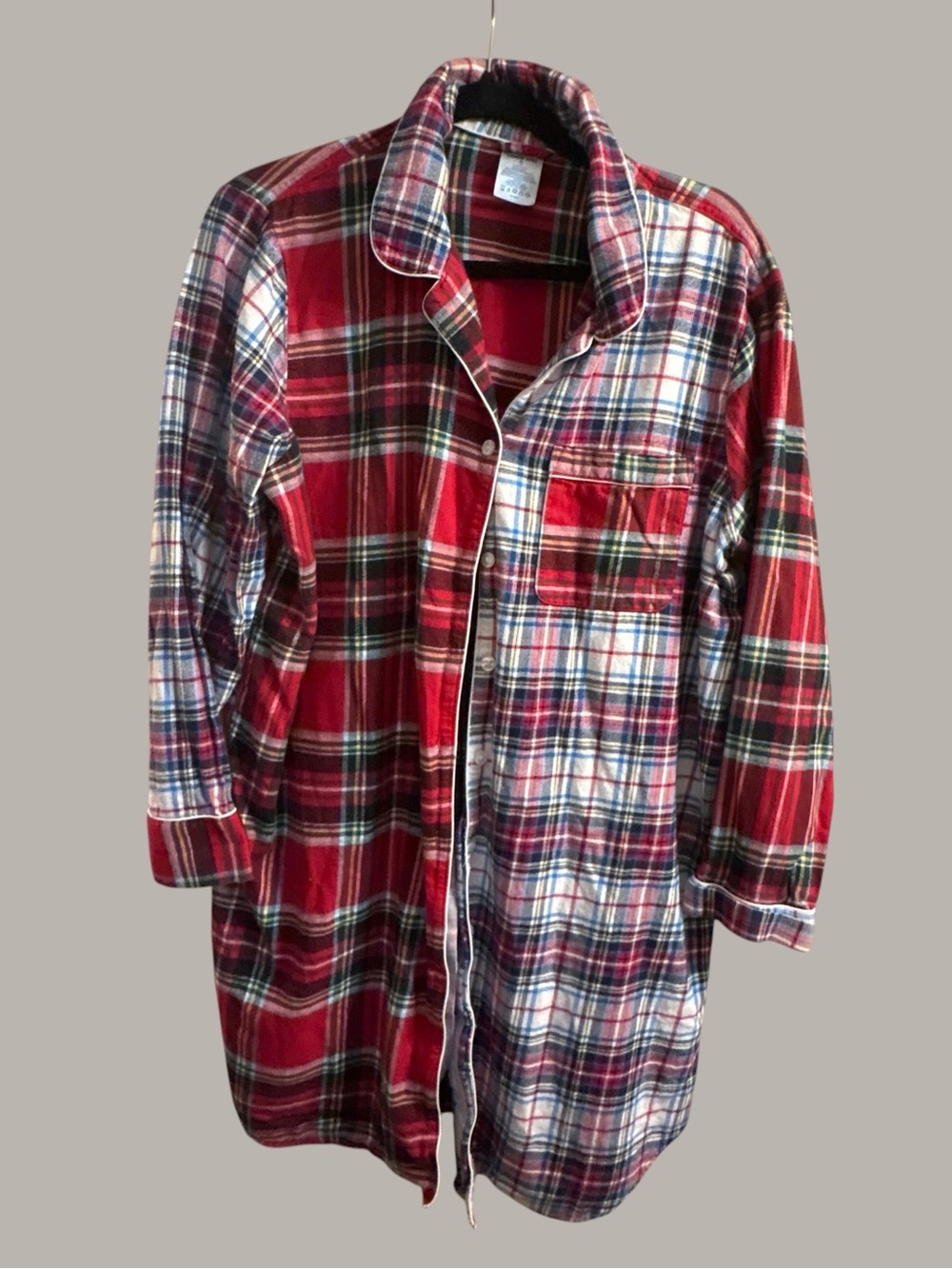 Lands' End Women's Mixed Plaid Flannel Sleepshirt Nightshirt XL/P 18 100% Cotton
